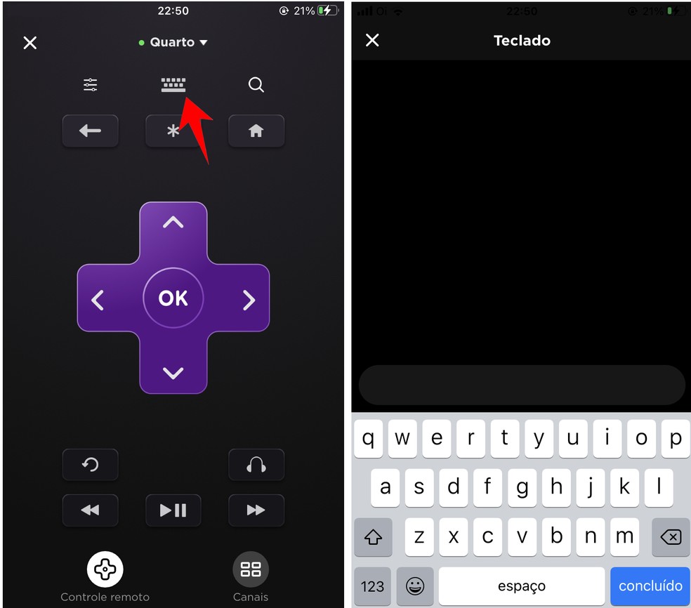 Teclado para roku 2025 tv