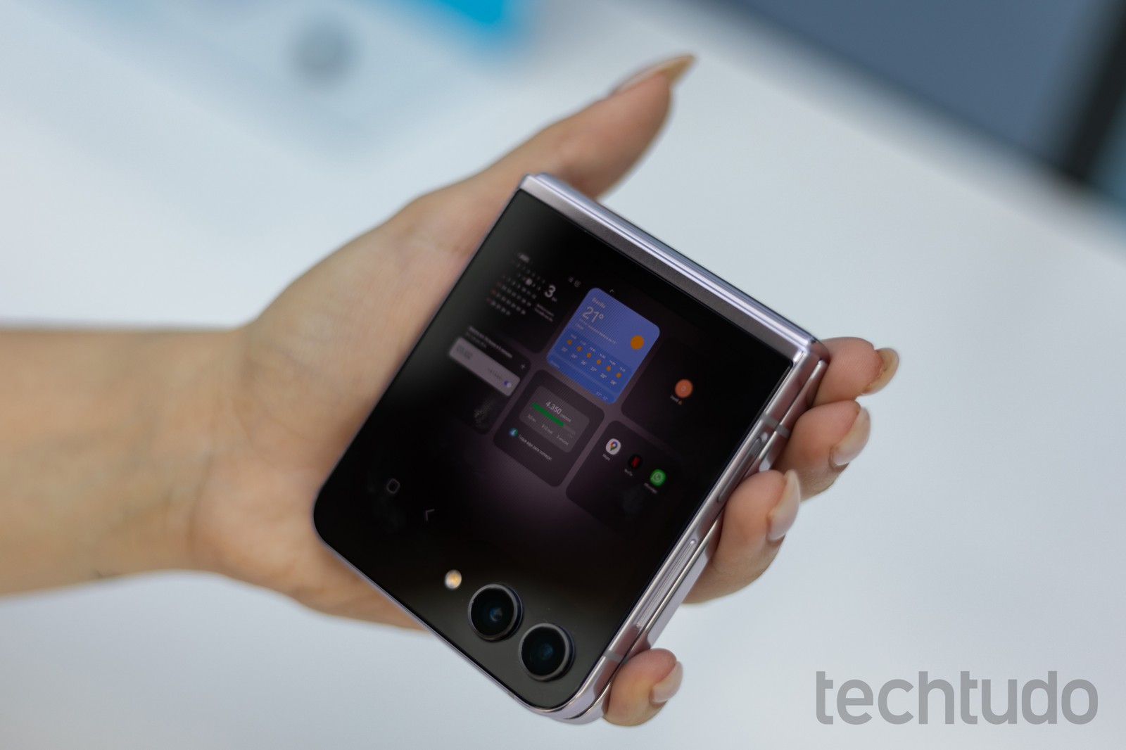Multi Widget View na tela externa do Galaxy Z Flip 5 — Foto: Mariana Saguias/TechTudo
