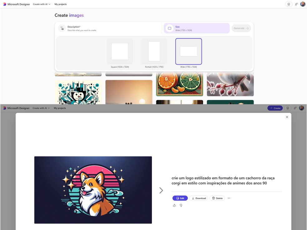  Reprodução/Microsoft Designer