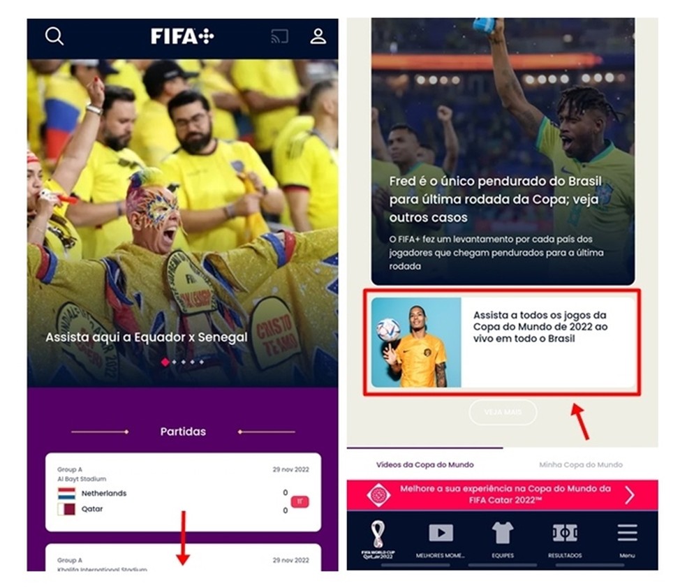 Como assistir os jogos da Copa no Fifa Plus pelo celular