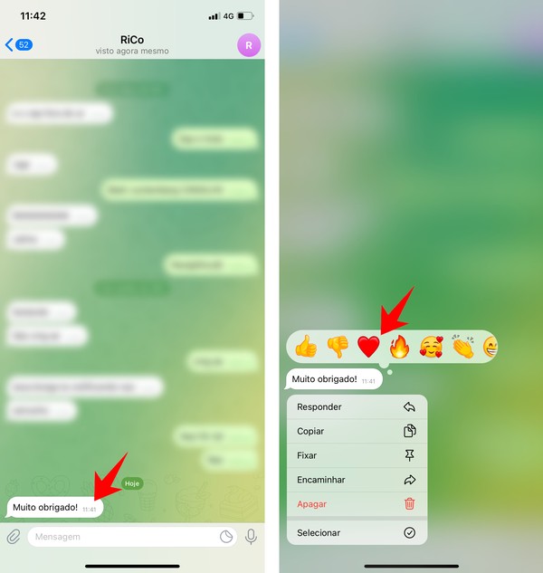 Como reagir a mensagens no Telegram