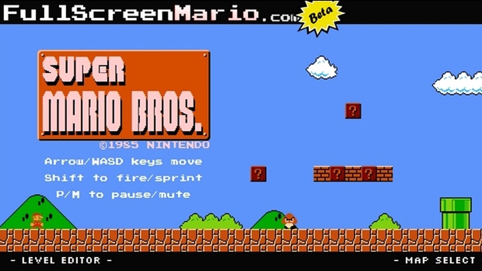 Full Screen Mario é uma versão online de Super Mario Bros. criada