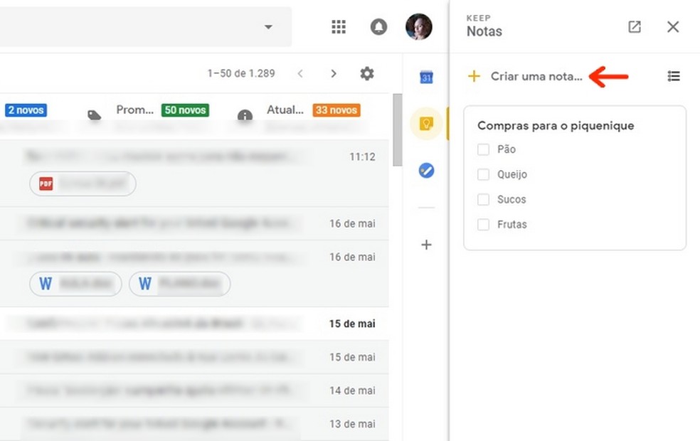 Como criar anotações na nova interface do Gmail