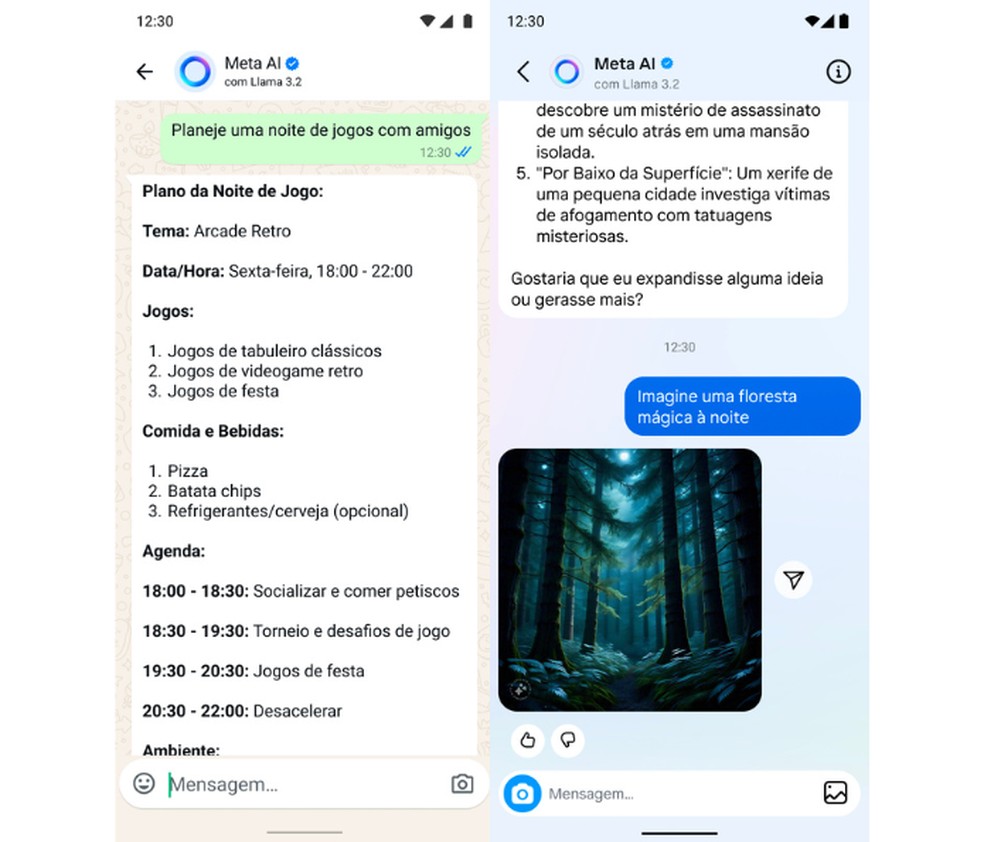 Meta AI pode auxiliar usuários do WhatsApp e Facebook a fazer planejamentos e gerar imagens — Foto: Divulgação/Meta