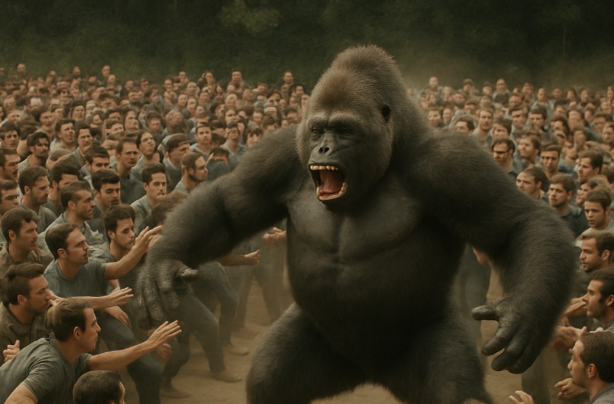 Quem ganha luta entre 100 homens e 1 gorila? Debate viraliza nas redes