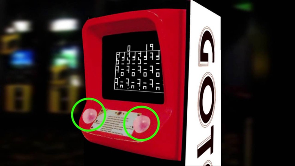 Máquina original de Gotcha com os controles da discórdia (Foto: Reprodução/YouTube) — Foto: TechTudo