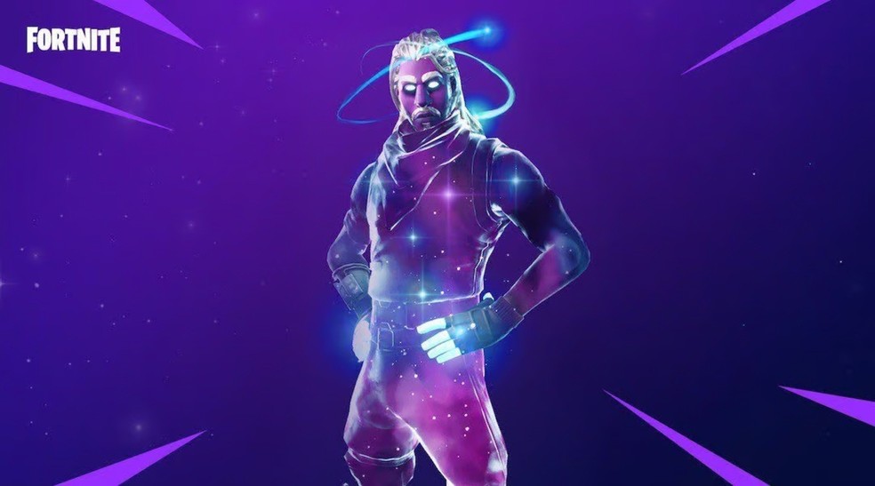 Galaxy, uma das skins mais raras do Fortnite, que apresenta um design de um senhor com uma roupa que simula o espaço — Foto: Reprodução/Dexerto
