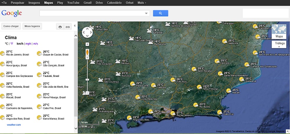 Como ver a previsão do tempo no Google Maps
