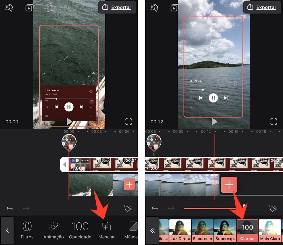 Enlight Videoleap como colocar player do Spotify em vídeos com