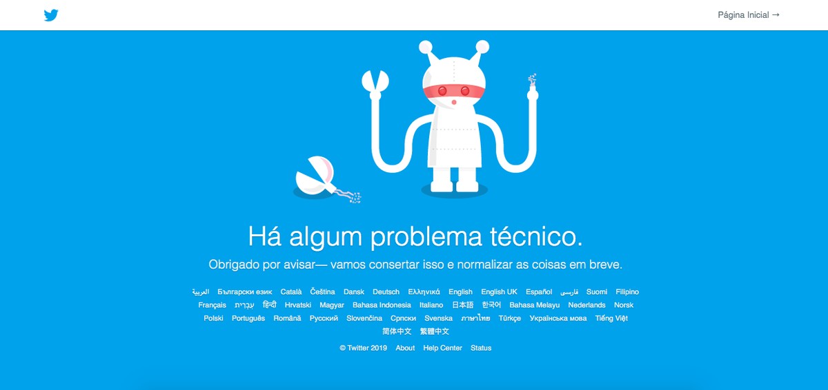 Twitter caiu? Site e aplicativo exibem mensagem 'algo deu errado