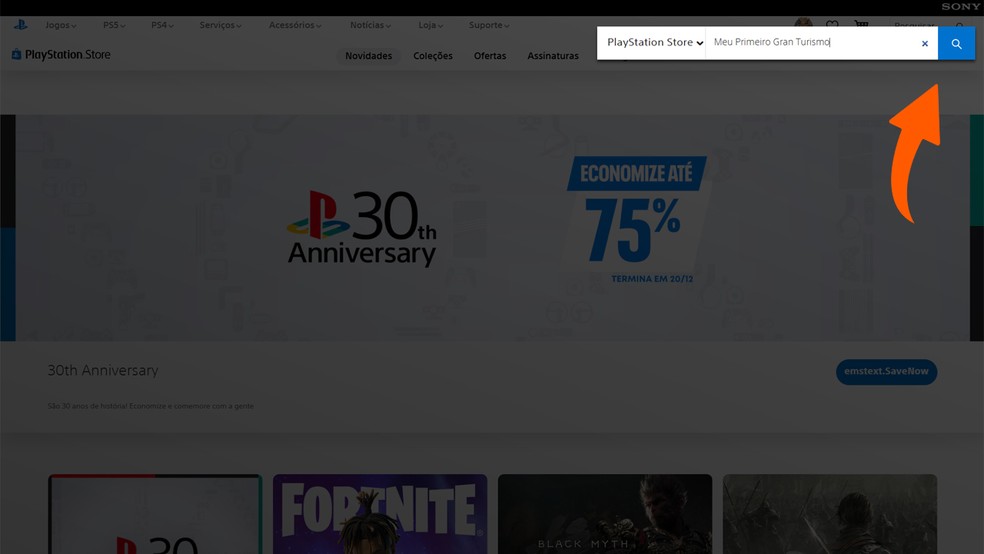 Procure por "Meu Primeiro Gran Turismo" na PlayStation Store, a loja digital do PS4 e PS5 — Foto: Reprodução/Bruno Magalhães