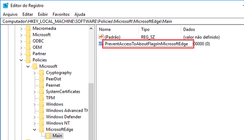 Como impedir o acesso à guia about:flags no Microsoft Edge