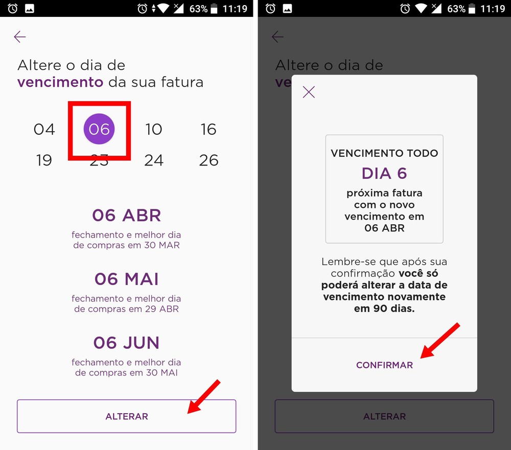 Como mudar o vencimento do cartão de crédito Nubank