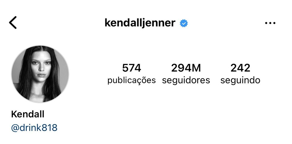 Kendall Jenner ocupa a décima posição de pessoa mais seguida no Instagram, com 294 milhões de followers — Foto: Reprodução/Instagram