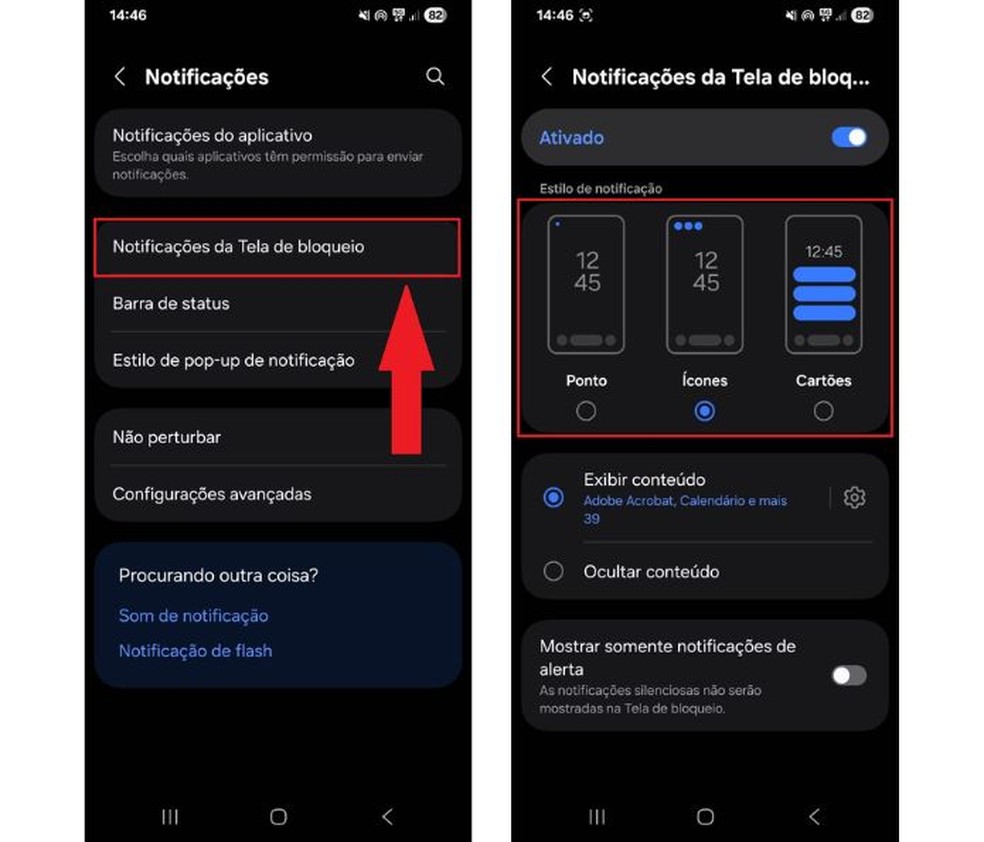 Ajuste o modo de exibição das notificações na tela de bloqueio — Foto: Reprodução/Diego Cataldo