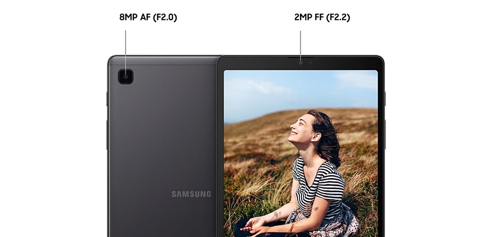 Conjunto de câmera do Galaxy Tab A7 Lite tem lente principal de 8 MP — Foto: Reprodução/Samsung