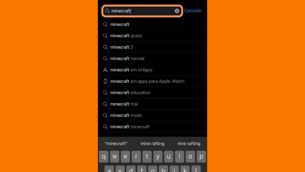Procure por 'Minecraft' — Foto: Reprodução/Róbson Martins