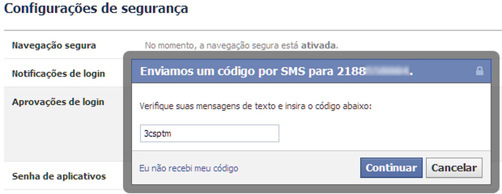 Como proteger a conta do Facebook com código para celular