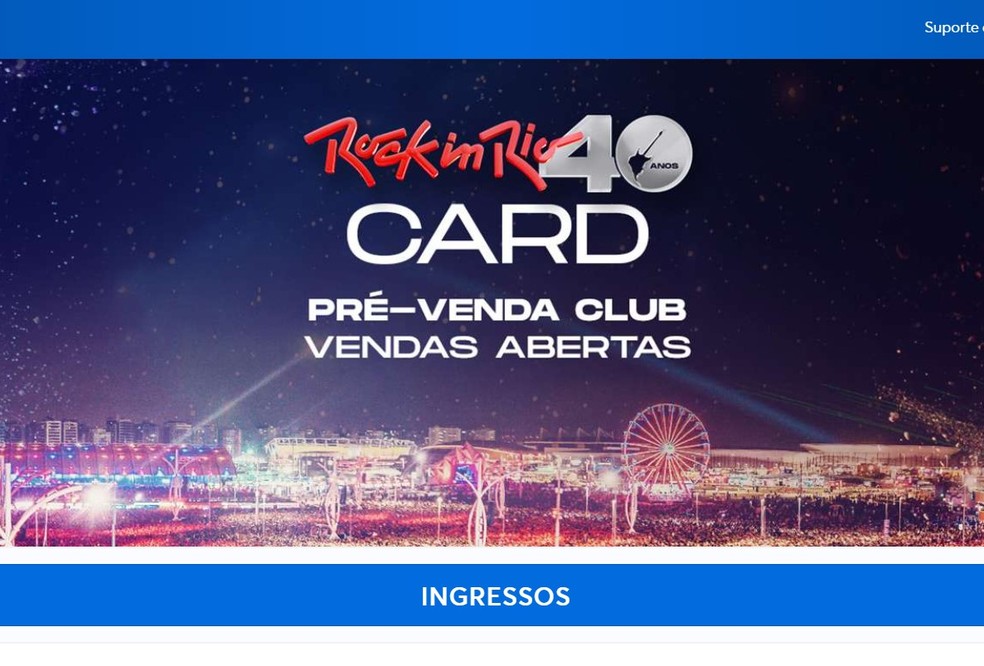 Clique em "Ingressos" para comprar entradas para o Rock in Rio 2024 — Foto: Reprodução/Thaisi Carvalho