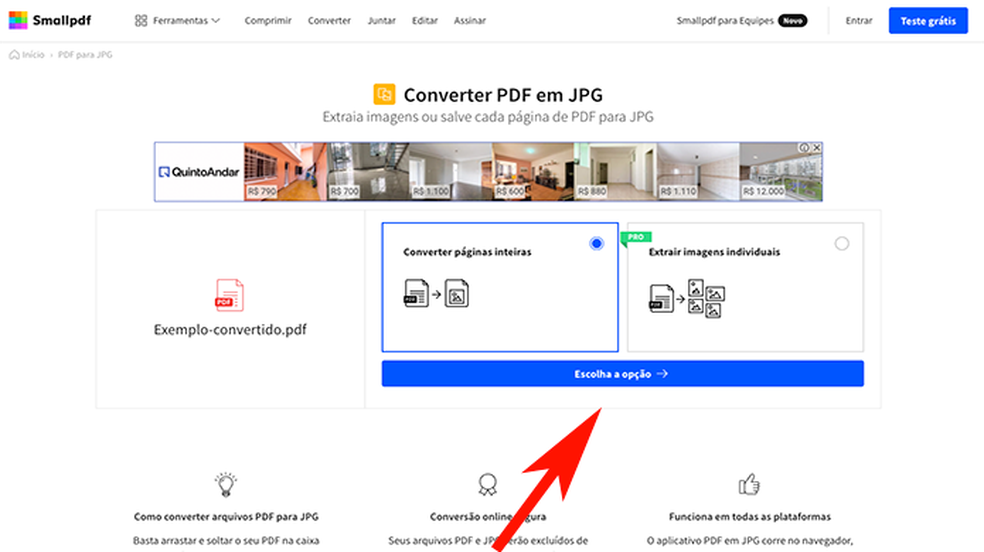 Como transformar Word em JPG com SmallPDF