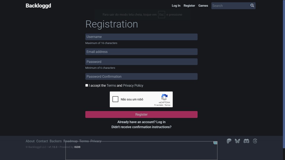  Reprodução/Backloggd
