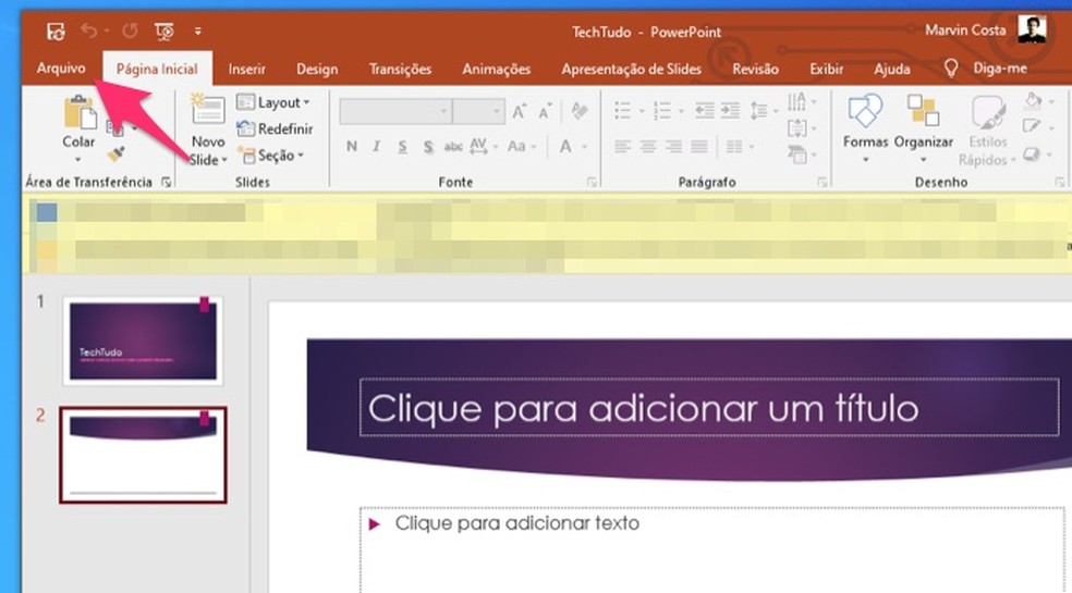 Ação para editar no PC uma apresentação do PowerPoint criada na versão online do software — Foto: Reprodução/Marvin Costa