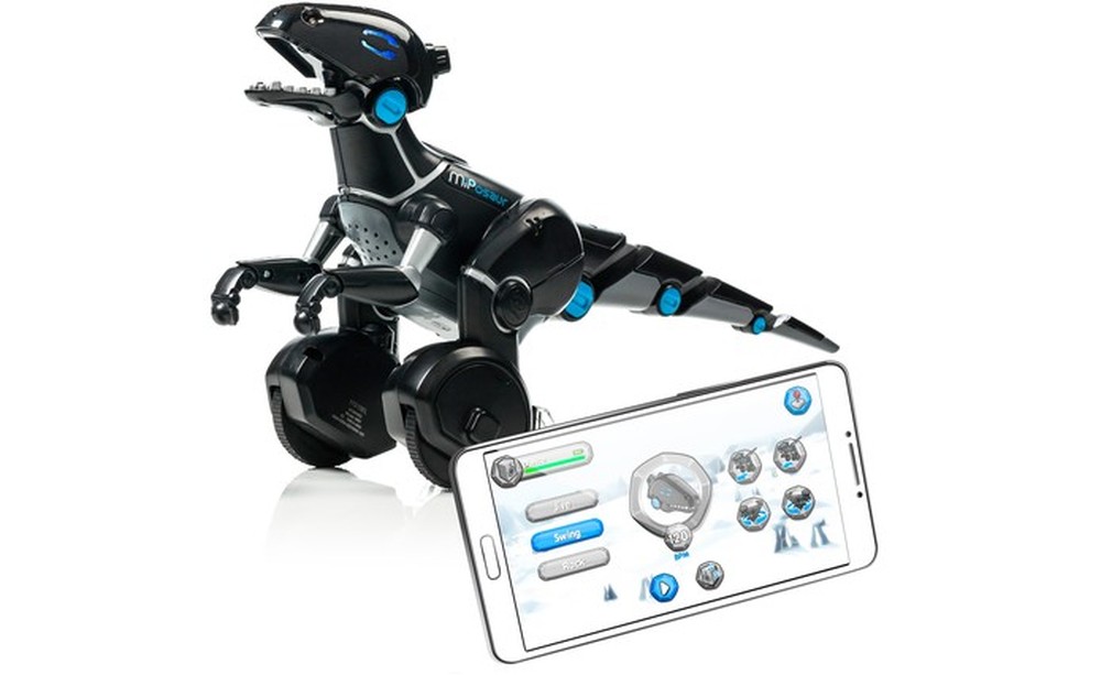 MiPosaur: robô-dinossauro acompanha gestos e interage com bola smart