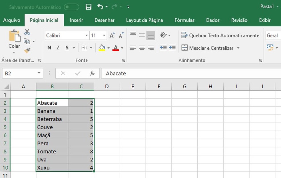 Excel: como colocar células em ordem alfabética