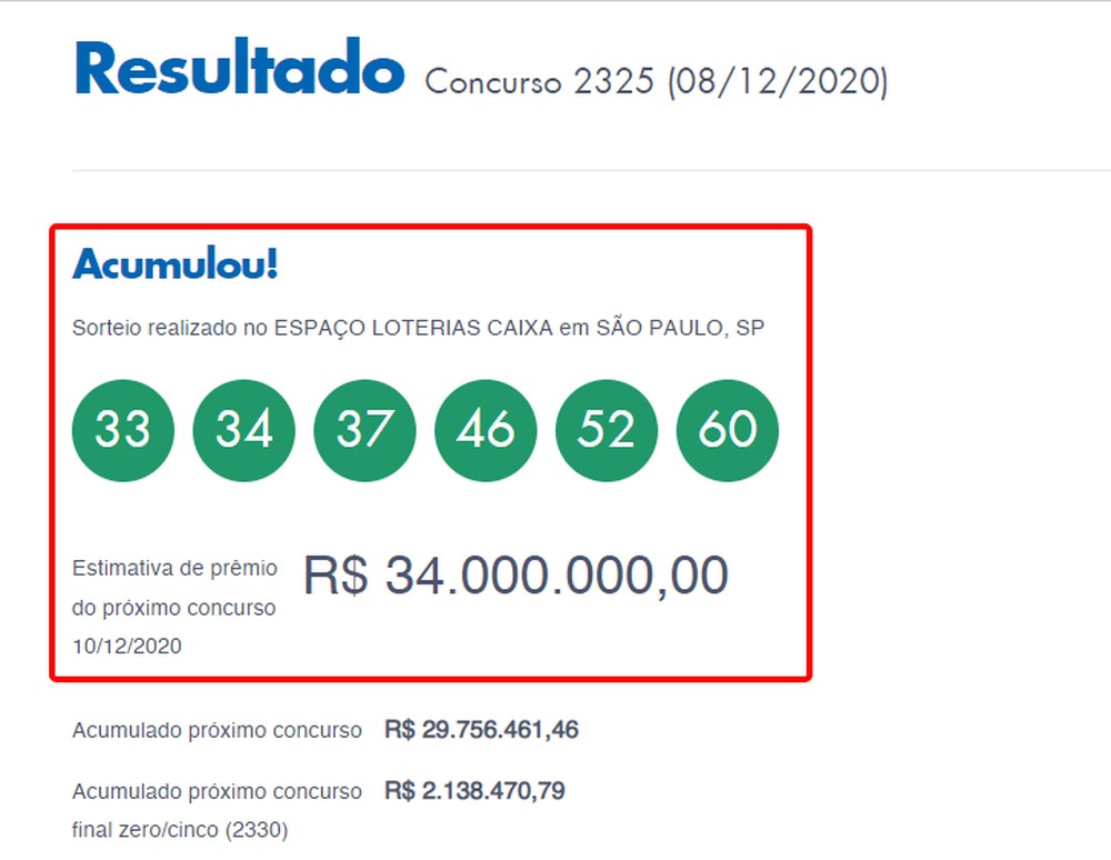 Como ver os 10 últimos resultados da Mega da Virada