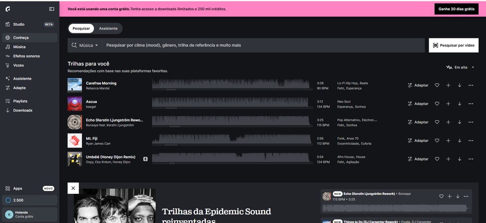  Reprodução/Epidemic Sound