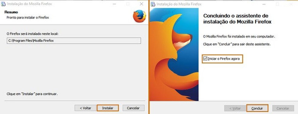Aguarde o processo e finalize a instalação do Firefox no computador (Foto: Reprodução/Barbara Mannara) — Foto: TechTudo