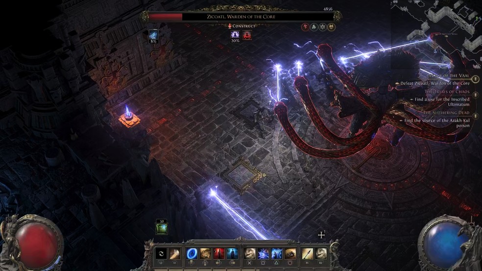 Mesmo em acesso antecipado, Path of Exile 2 já oferece bastante conteúdo, mas progresso é apagado entre ciclos de update, a cada 3 meses, aproximadamente — Foto: Daniel Trefilio/TechTudo