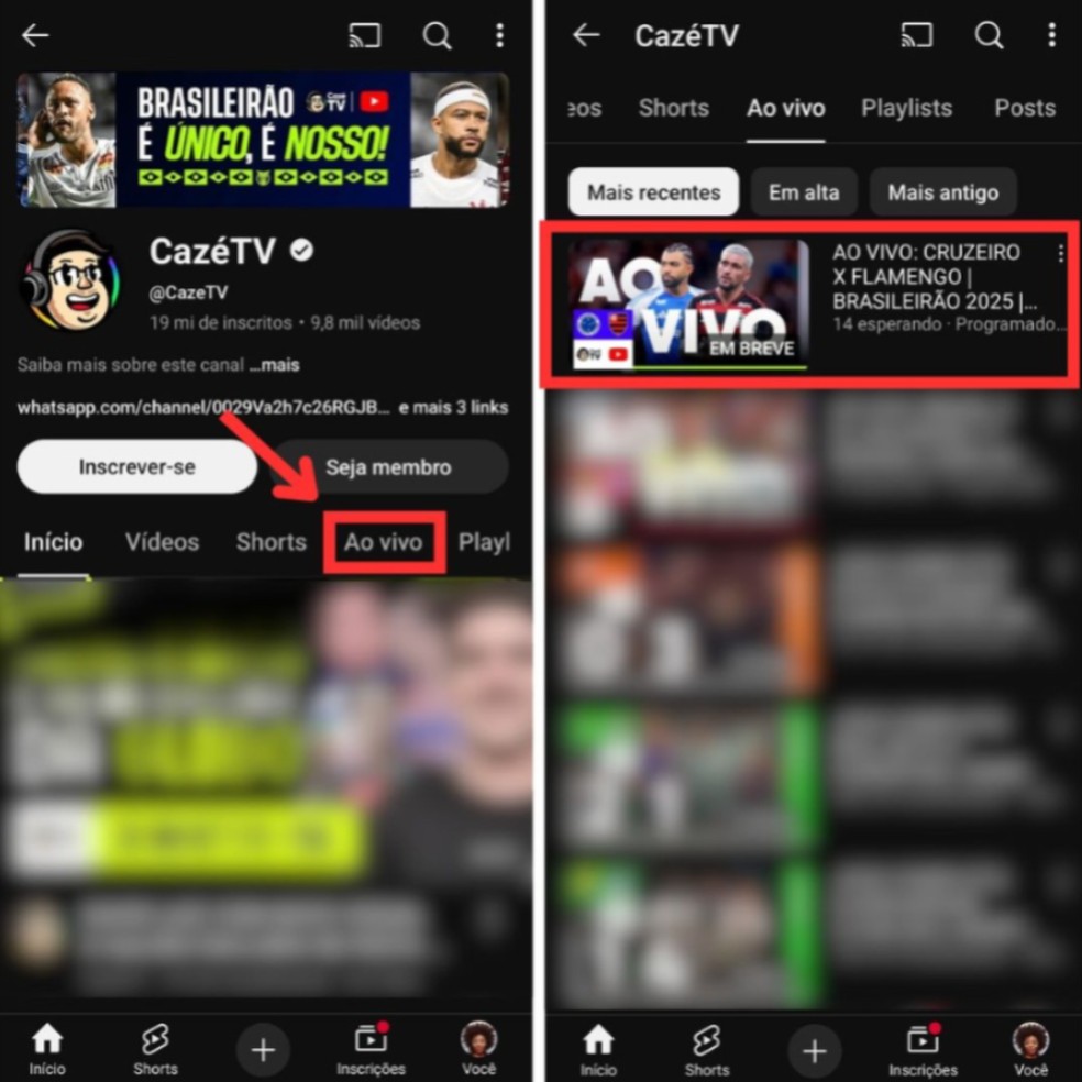 Onde assistir a Cruzeiro x Flamengo? CazéTV transmite o jogo do Brasileirão 2025 — Foto: Reprodução/Débora Apolinario