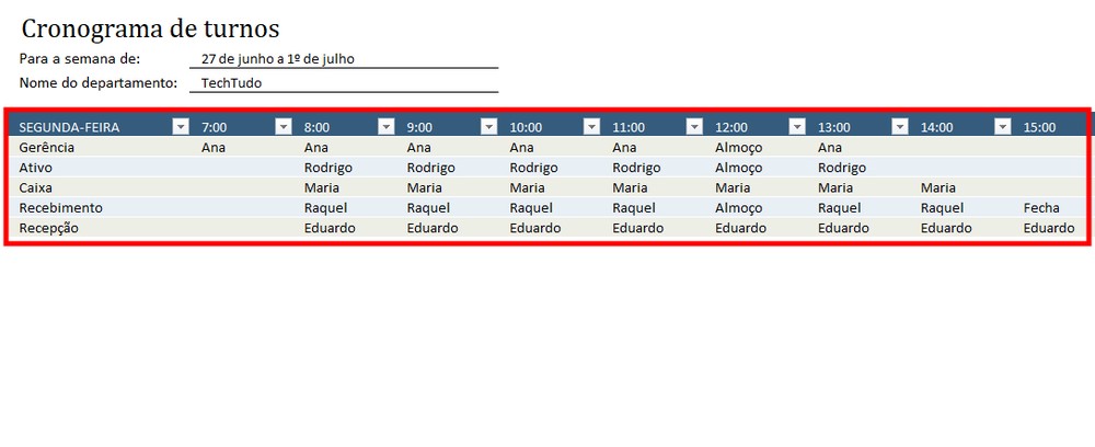 Planilha de escala de trabalho: como baixar e usar modelo no Excel