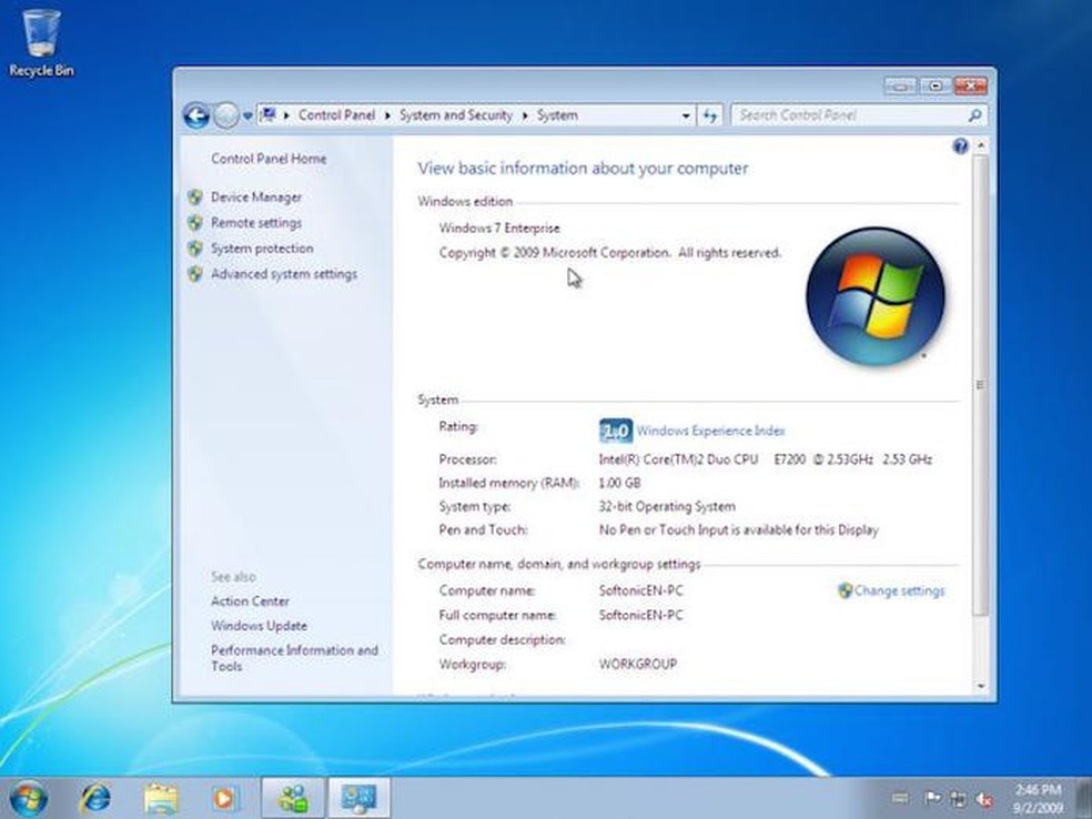 Windows 7 Enterprise é a versão voltada para empresas  — Foto: Divulgação/Microsoft