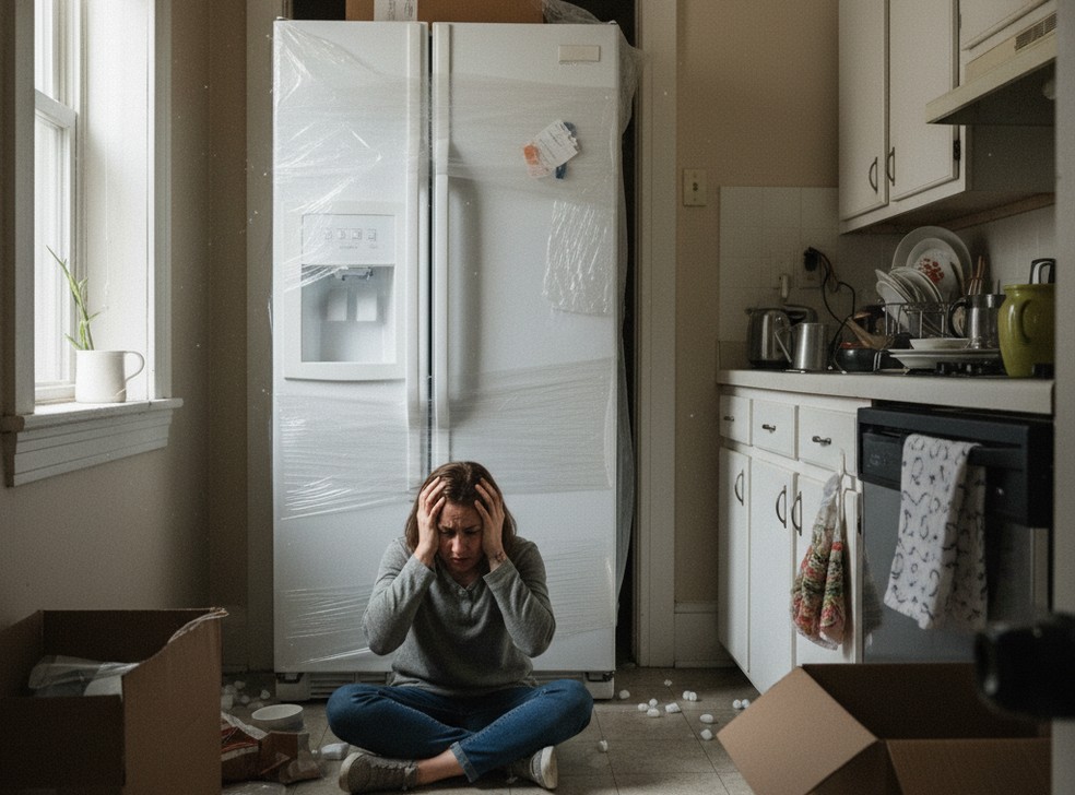 Se empolgou com a geladeira da moda? Cuidado! Ela pode não caber na sua cozinha! — Foto: Reprodução/Mayara Souza com IA