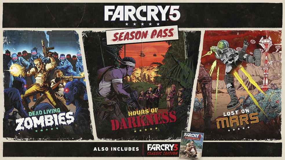 Season Pass de Far Cry 5 tem três histórias adicionais e Far Cry 3 remasterizado — Foto: Divulgação/Ubisoft