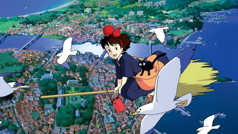 Estúdio Ghibli: em O Serviço de Entregas da Kiki (1989), uma jovem bruxa administra um serviço de correio aéreo — Foto: Reprodução/IMDb