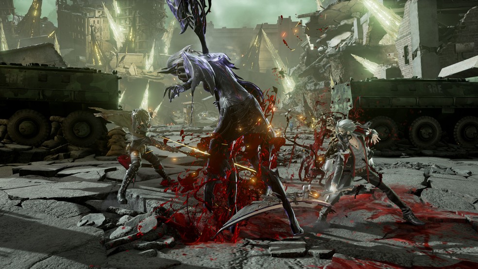 Code Vein se torna um pouco mais fácil que os games da franquia Dark Souls por trazer um companheiro em batalha para dividir o peso — Foto: Divulgação/Bandai Namco