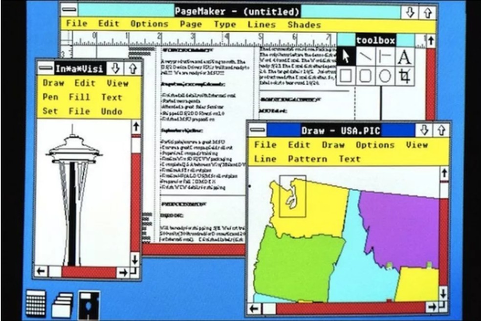 O menu do Windows 2.0 teve como grande novidade o lançamento da função Painel de Controle, que possibilitava uma melhoria no desempenho dos computadores  — Foto: Reprodução/BBC.co.uk