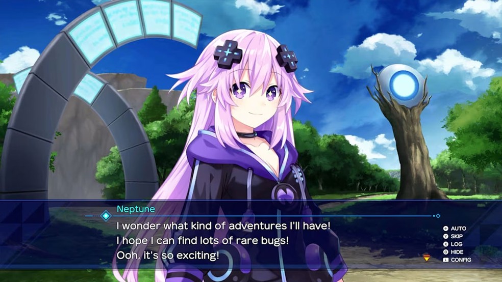 Neptunia Game Maker R:Evolution apresenta uma aventura no papel de uma versão mais velha de Neptune para salvar uma desenvolvedora de jogos — Foto: Reprodução/Nintendo Game Store