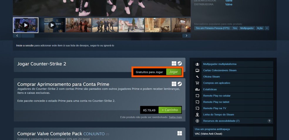 Clique no botão verde 'Jogar' — Foto: Reprodução/Róbson Martins