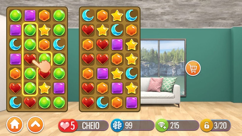 Design dos Sonhos é um game de reforma de casas misturado com jogabilidade de "Combinar 3" estilo Candy Crush Saga — Foto: Reprodução/Rafael Monteiro