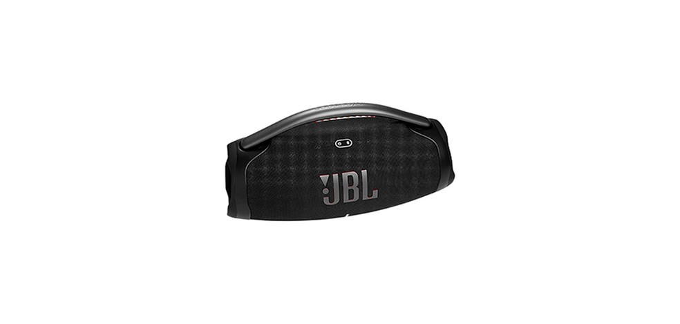 JBL Boombox 3 tem um visual característico das caixas da empresa e pode ser facilmente transportada — Foto: Divulgação/JBL