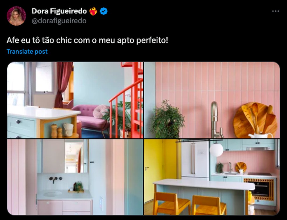 Dora Figueiredo (r) reforma apartamento alugado e vira meme