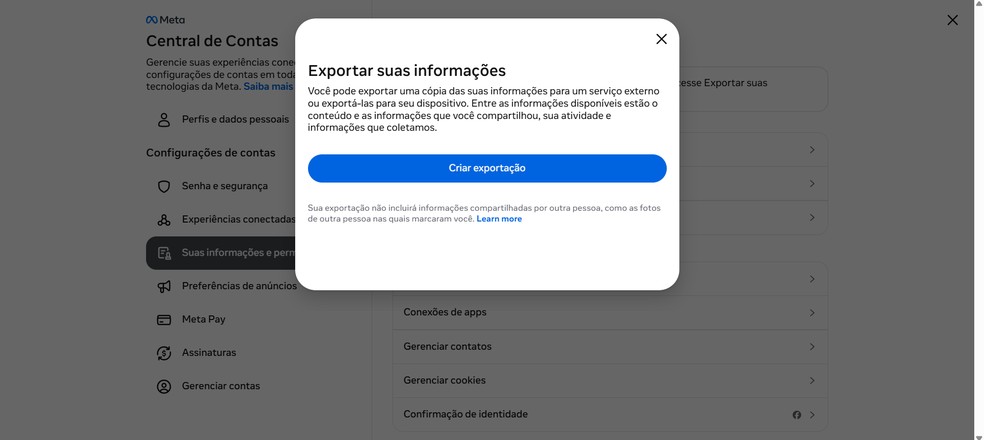 Redes sociais permitem baixar dados e desativar ou excluir contas — Foto: Reprodução/Caroline Silvestre