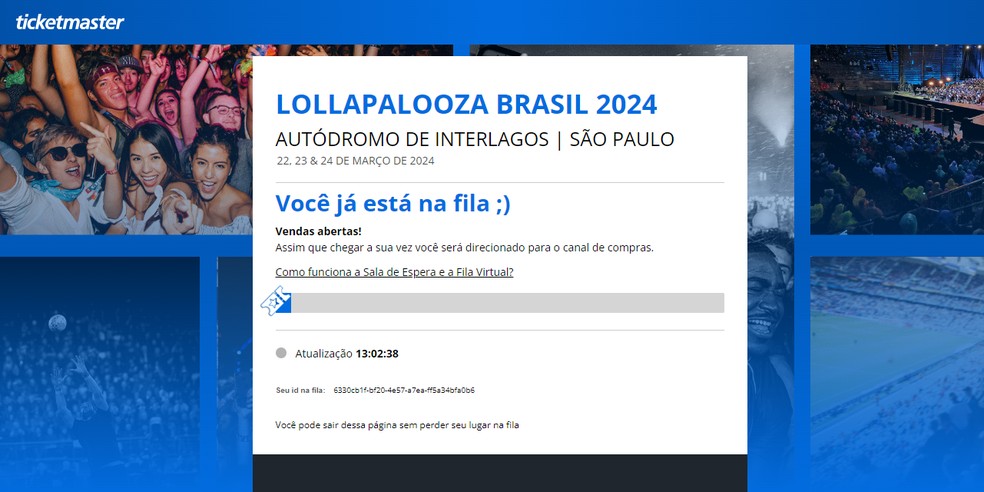 Entre na fila virtual e compre seu ingresso do Lollapalooza 2024 — Foto: Reprodução/Ticketmaster