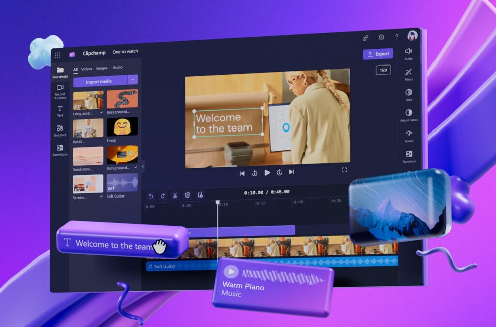 Clipchamp é recomendado para a criação de vídeos mais profissionais — Foto: Reprodução/Clipchamp