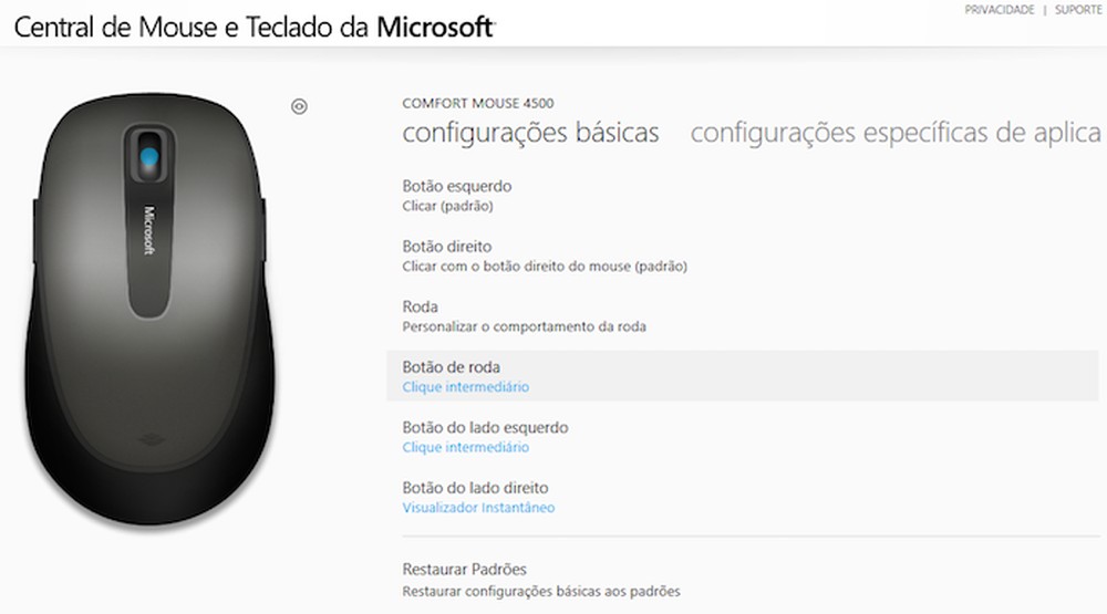 Como configurar os botões dos mouses da Microsoft?