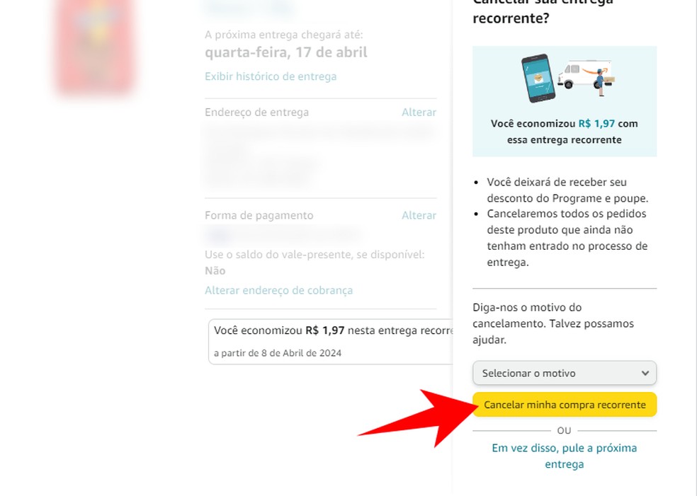 Como cancelar compra recorrente na Amazon